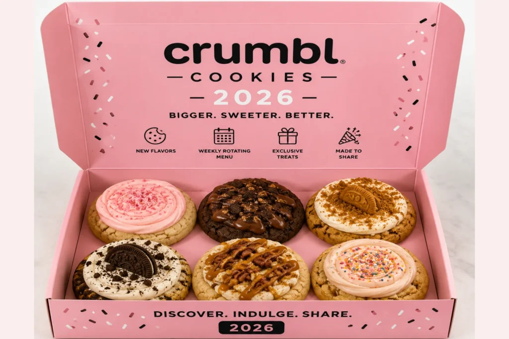 Crumbl Cookie Box 2026 | Prices, Pink Box 4-8-12 Packs Crumbl Cookie Box