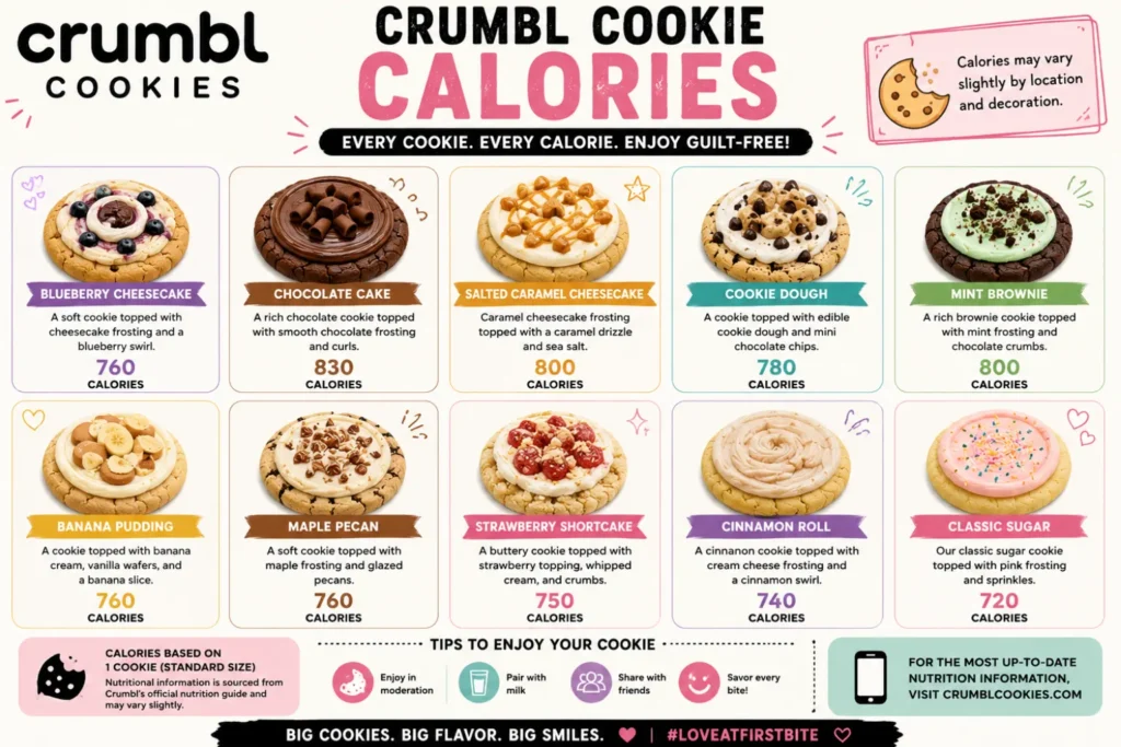 Crumbl Cookie Calories | Nutrition Facts, Calories by Flavor Crumbl Cookie Calories